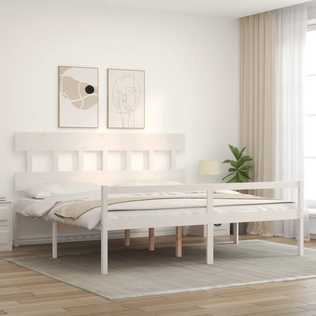Postel S Čelem Pro Seniory Bílý 200X200 Cm Masivní Dřevo