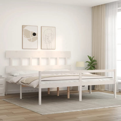 Postel S Čelem Pro Seniory Bílý 200X200 Cm Masivní Dřevo