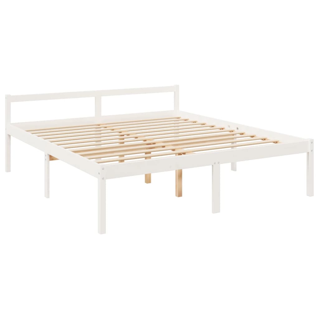 Postel S Čelem Pro Seniory Bílý 200X200 Cm Masivní Dřevo