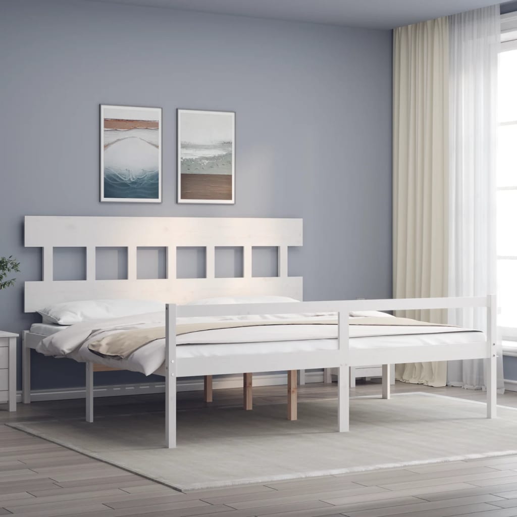 Postel S Čelem Pro Seniory Bílý 200X200 Cm Masivní Dřevo