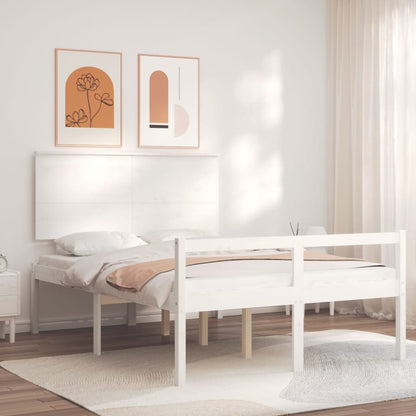 Postel S Čelem Pro Seniory Bílý 120X200 Cm Masivní Dřevo