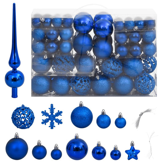 111dílná sada vánočních ozdob modrá polystyren