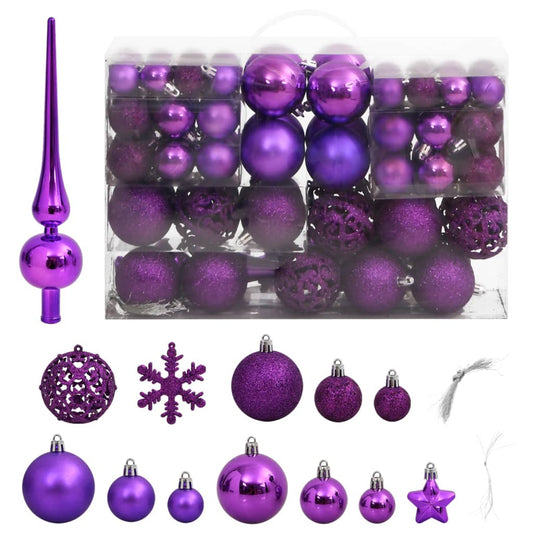 111dílná sada vánočních ozdob fialová polystyren