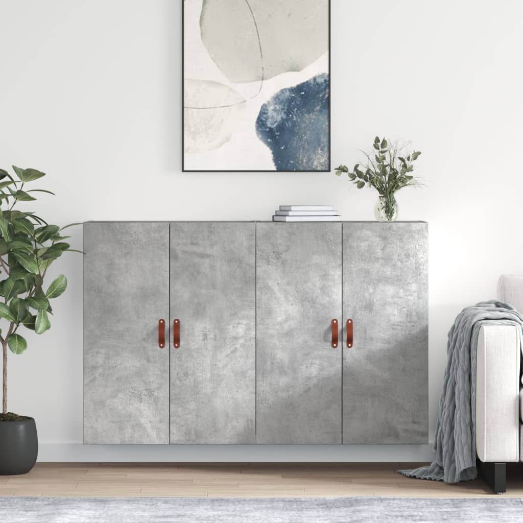 Nástěnné Skříňky 2 Ks Betonově Šedé 69,5 X 34 X 90 Cm