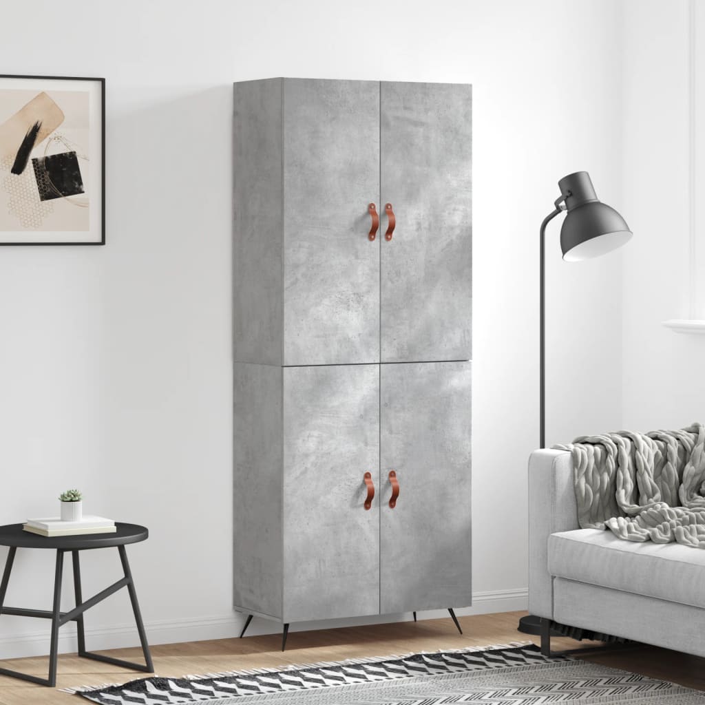 Skříň Highboard Betonově Šedá 69,5X34X180 Cm Kompozitní Dřevo