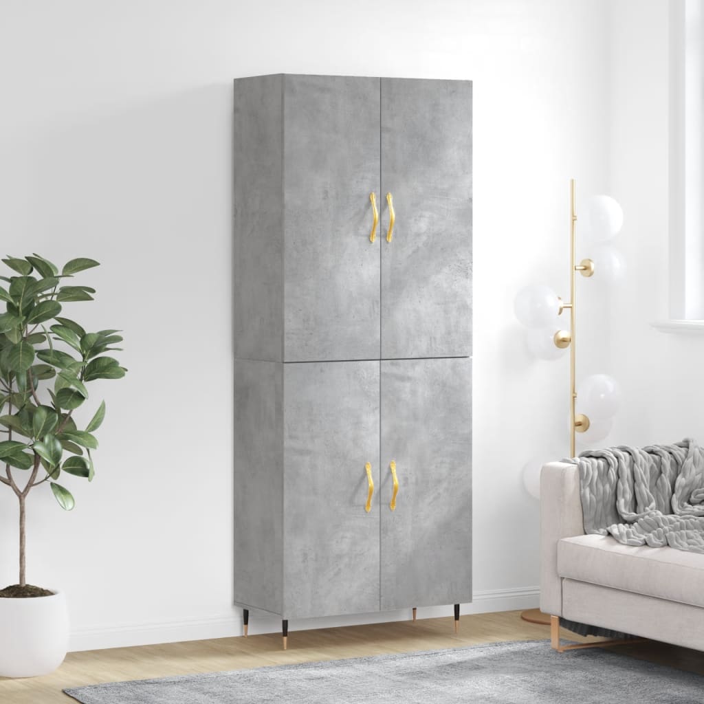 Skříň Highboard Šedá Sonoma 69,5 X 34 X 180 Cm Kompozitní Dřevo