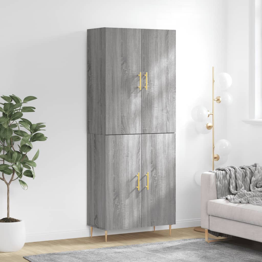 Skříň Highboard Betonově Šedá 69,5X34X180 Cm Kompozitní Dřevo