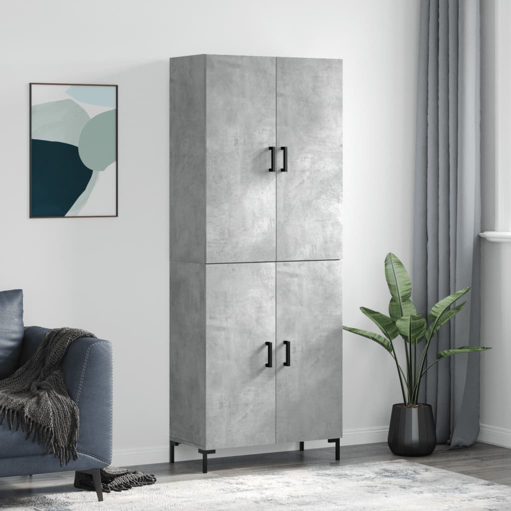 Skříň Highboard Betonově Šedá 69,5X34X180 Cm Kompozitní Dřevo