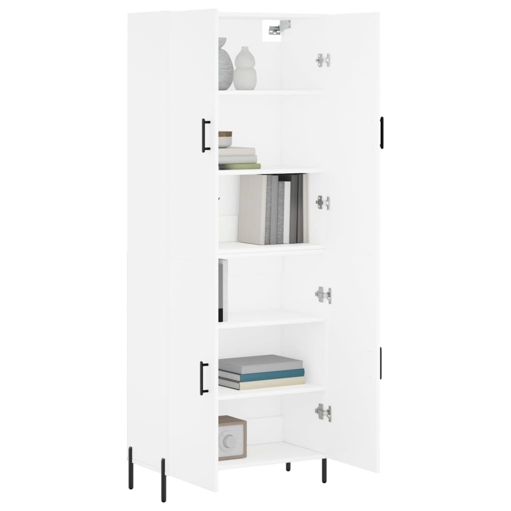 Skříň Highboard Bílá 69,5 X 34 X 180 Cm Kompozitní Dřevo