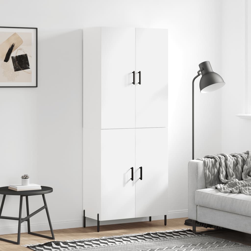 Skříň Highboard Bílá 69,5 X 34 X 180 Cm Kompozitní Dřevo