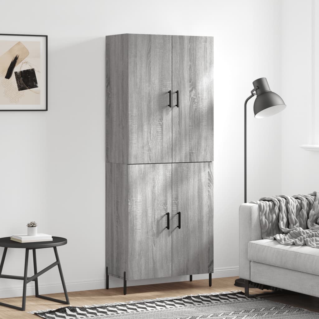 Skříň Highboard Šedá Sonoma 69,5 X 34 X 180 Cm Kompozitní Dřevo