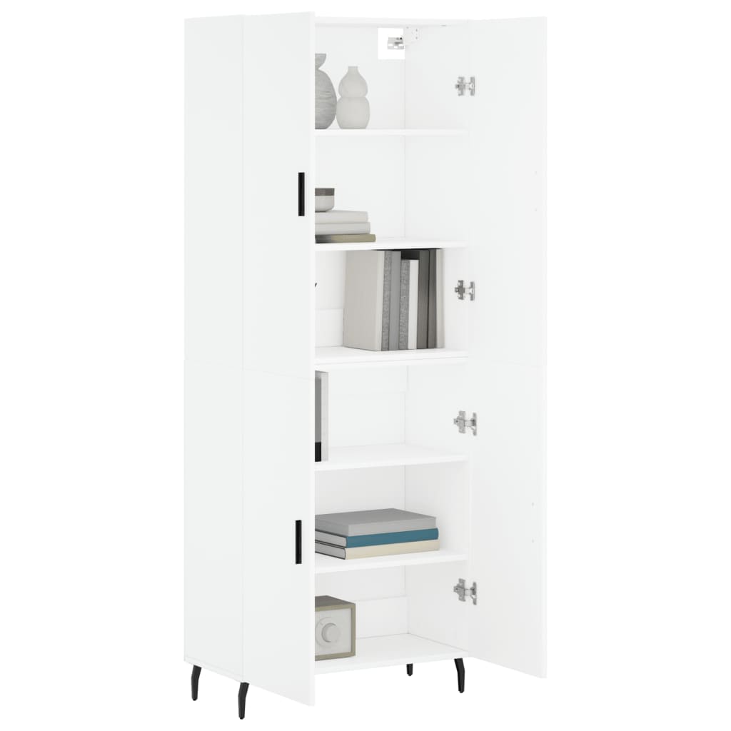 Skříň Highboard Bílá 69,5 X 34 X 180 Cm Kompozitní Dřevo