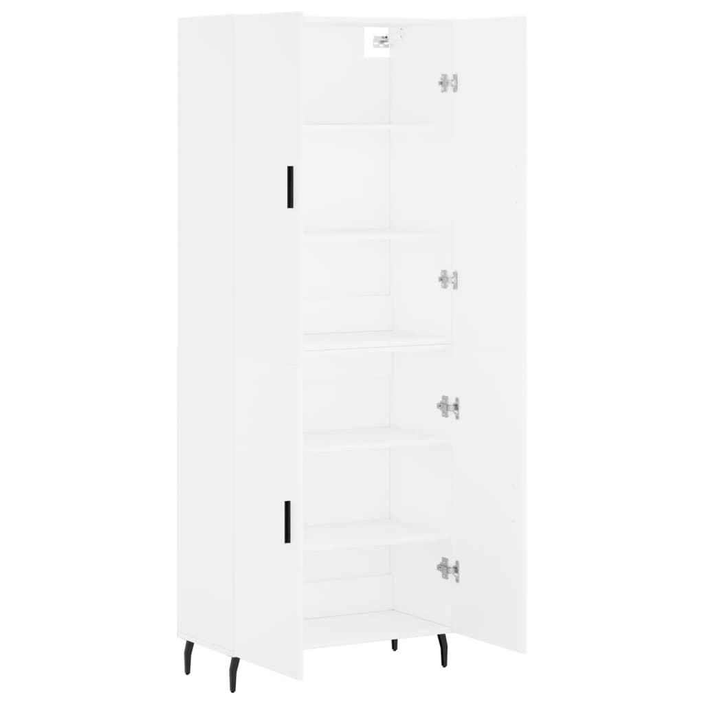 Skříň Highboard Bílá 69,5 X 34 X 180 Cm Kompozitní Dřevo