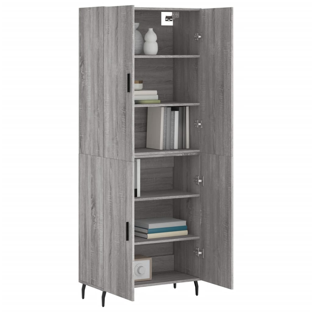 Skříň Highboard Šedá Sonoma 69,5 X 34 X 180 Cm Kompozitní Dřevo