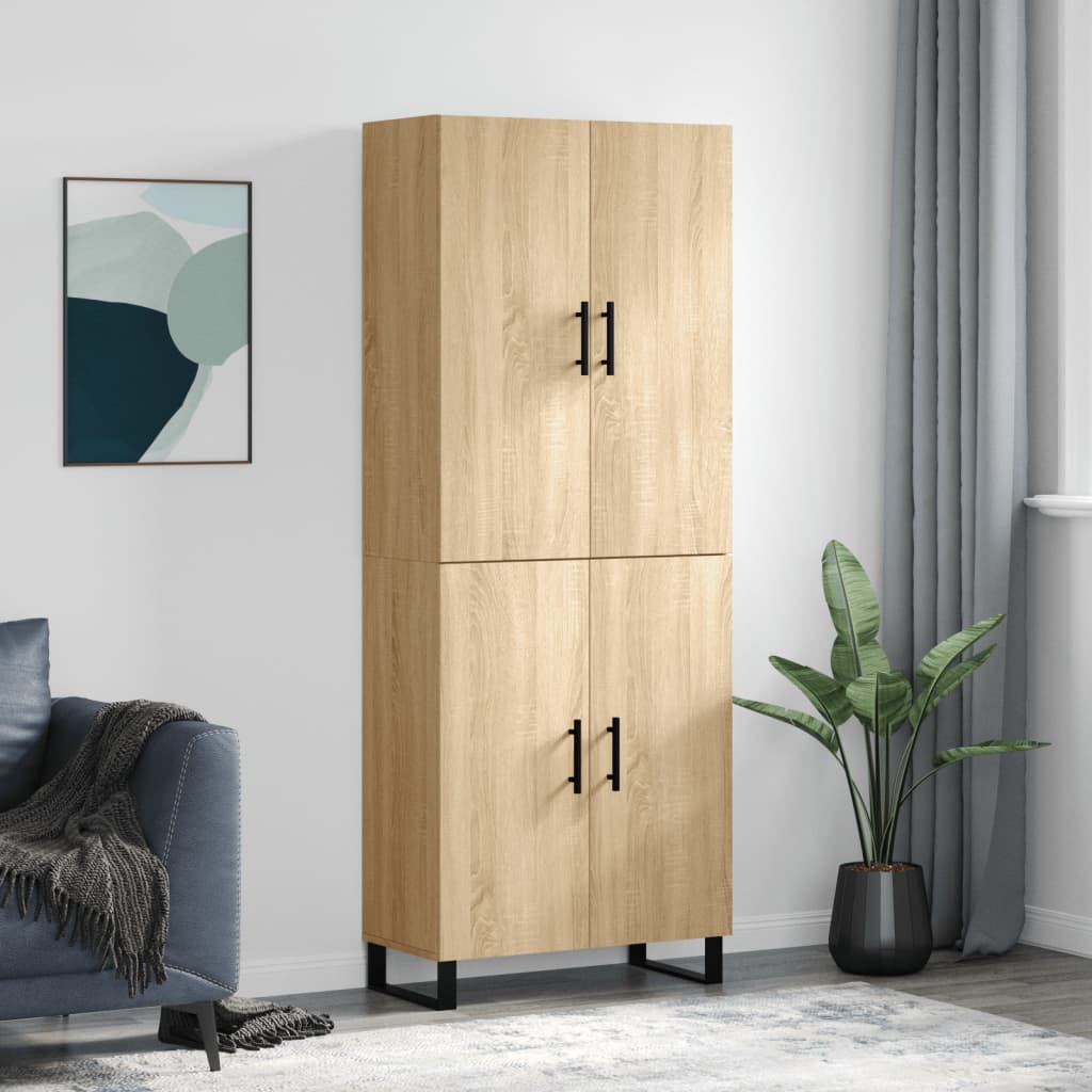 Skříň Highboard Betonově Šedá 69,5X34X180 Cm Kompozitní Dřevo
