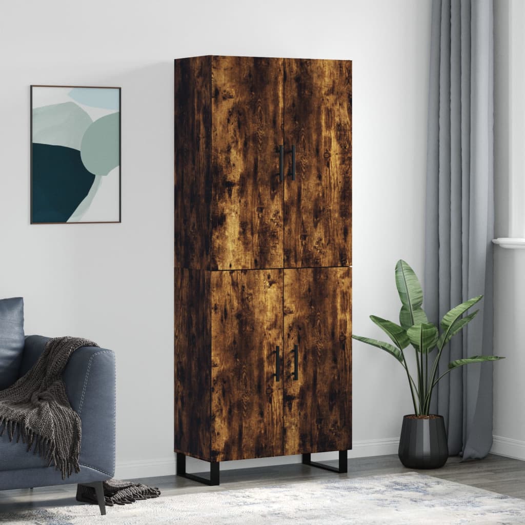 Skříň Highboard Betonově Šedá 69,5X34X180 Cm Kompozitní Dřevo