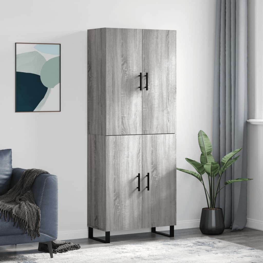 Skříň Highboard Betonově Šedá 69,5X34X180 Cm Kompozitní Dřevo