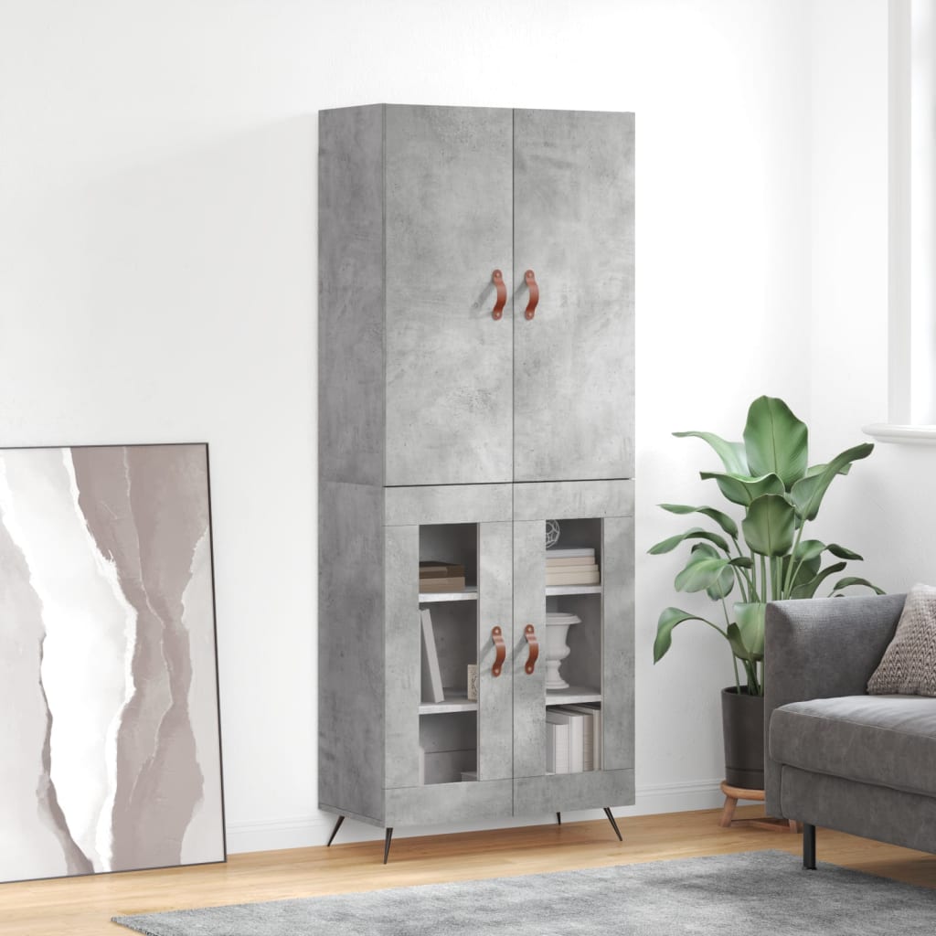 Skříň Highboard Betonově Šedá 69,5X34X180 Cm Kompozitní Dřevo