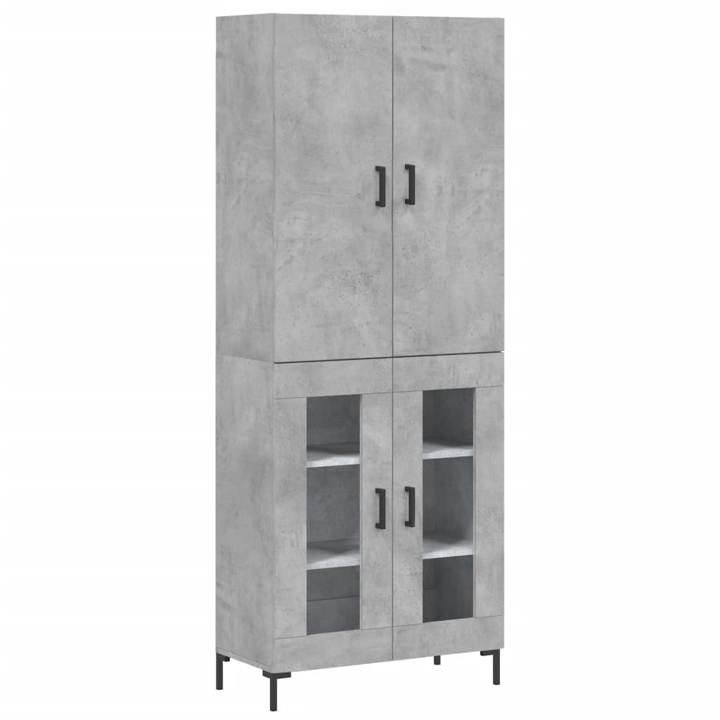 Skříň Highboard Betonově Šedá 69,5X34X180 Cm Kompozitní Dřevo