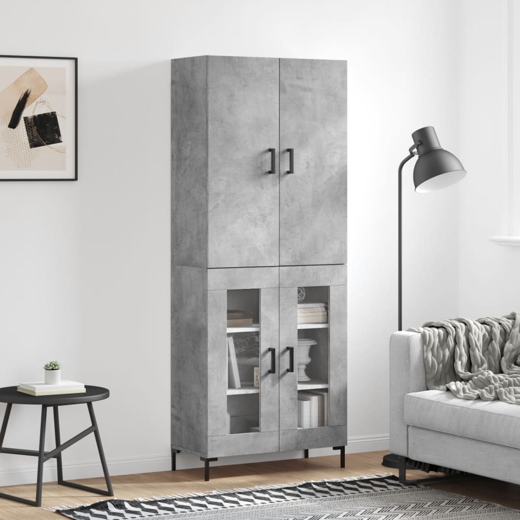 Skříň Highboard Betonově Šedá 69,5X34X180 Cm Kompozitní Dřevo