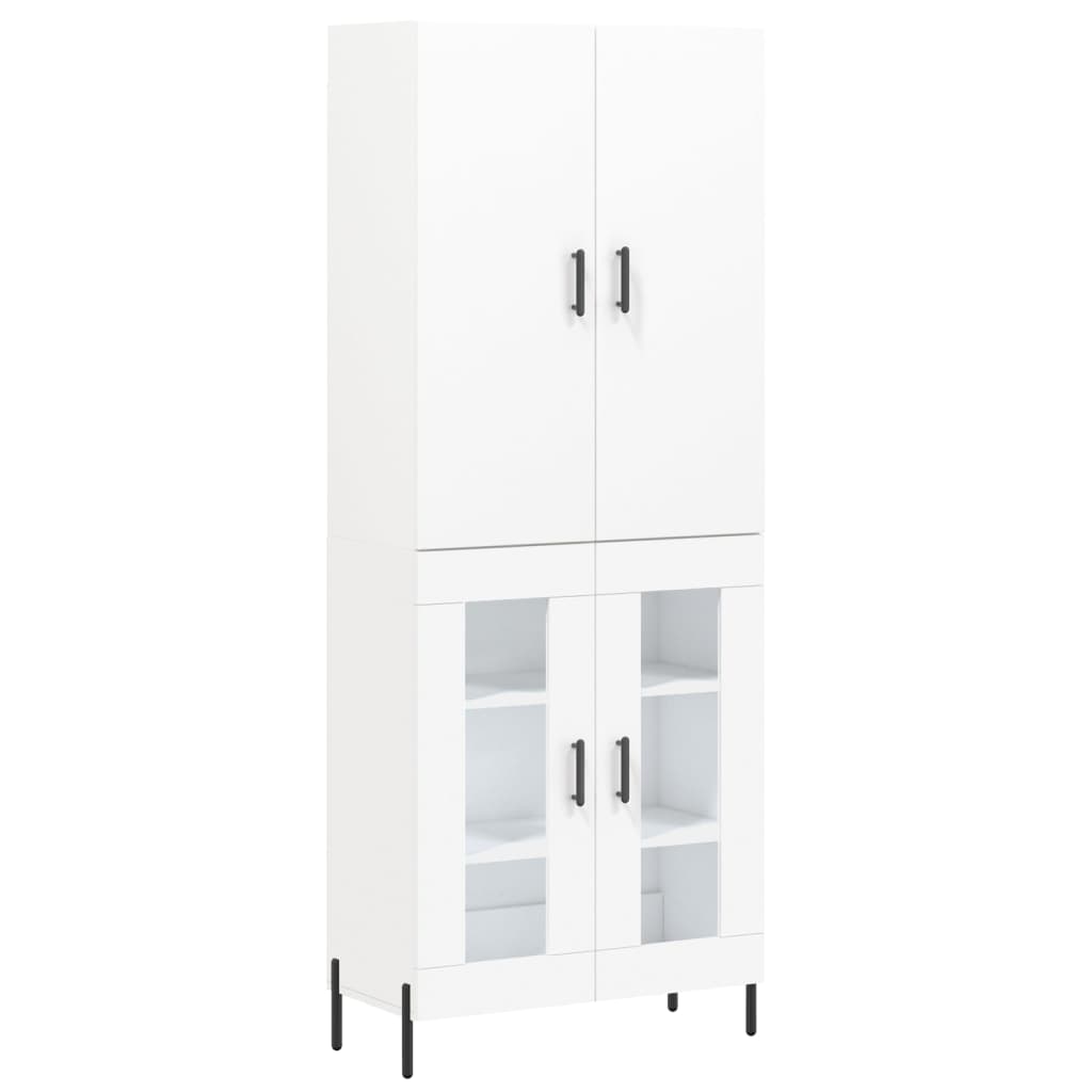 Skříň Highboard Bílá 69,5 X 34 X 180 Cm Kompozitní Dřevo