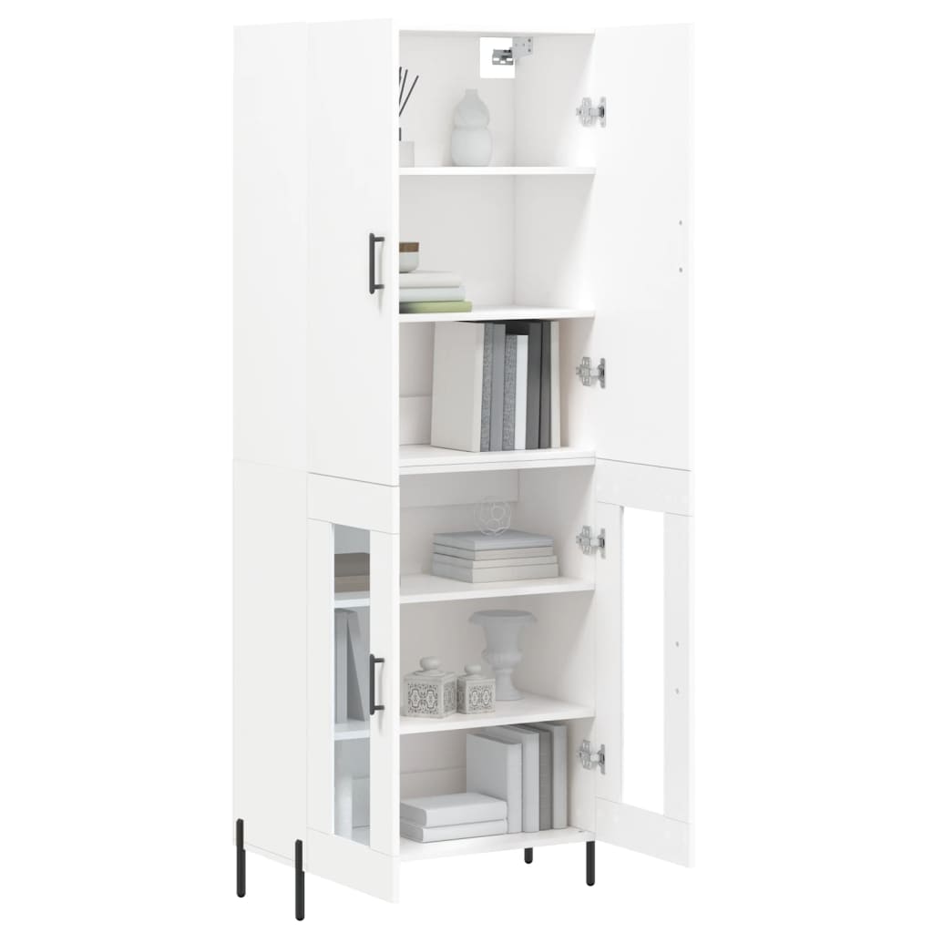 Skříň Highboard Bílá 69,5 X 34 X 180 Cm Kompozitní Dřevo