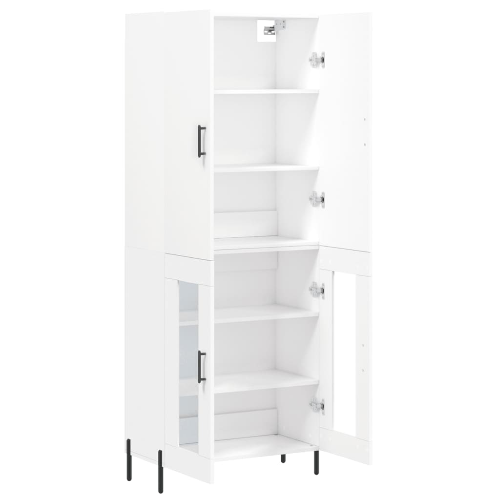 Skříň Highboard Bílá 69,5 X 34 X 180 Cm Kompozitní Dřevo