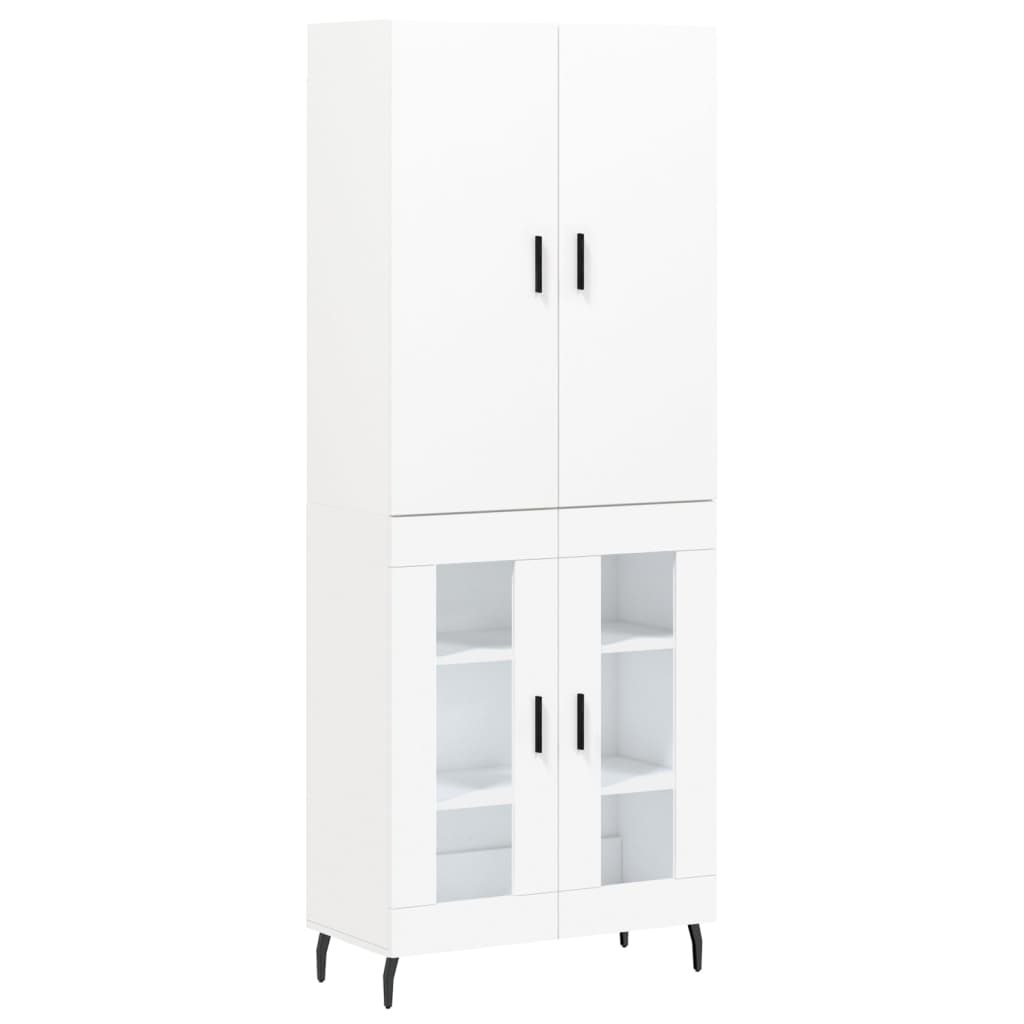 Skříň Highboard Bílá 69,5 X 34 X 180 Cm Kompozitní Dřevo