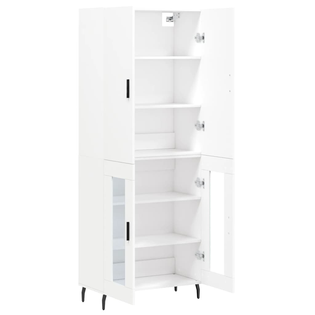 Skříň Highboard Bílá 69,5 X 34 X 180 Cm Kompozitní Dřevo