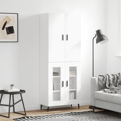 Skříň Highboard Bílá 69,5 X 34 X 180 Cm Kompozitní Dřevo
