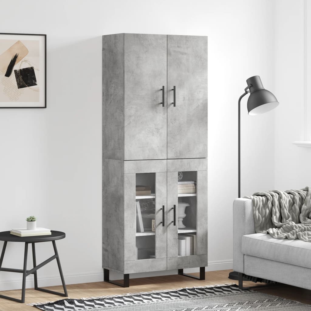 Skříň Highboard Betonově Šedá 69,5X34X180 Cm Kompozitní Dřevo