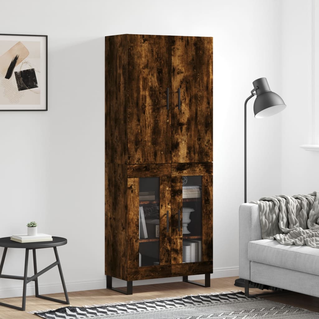 Skříň Highboard Betonově Šedá 69,5X34X180 Cm Kompozitní Dřevo