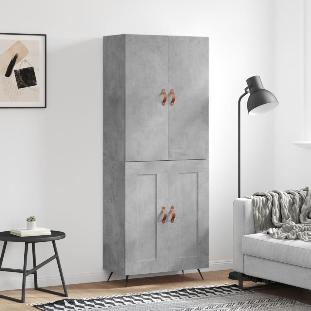 Skříň Highboard Betonově Šedá 69,5X34X180 Cm Kompozitní Dřevo
