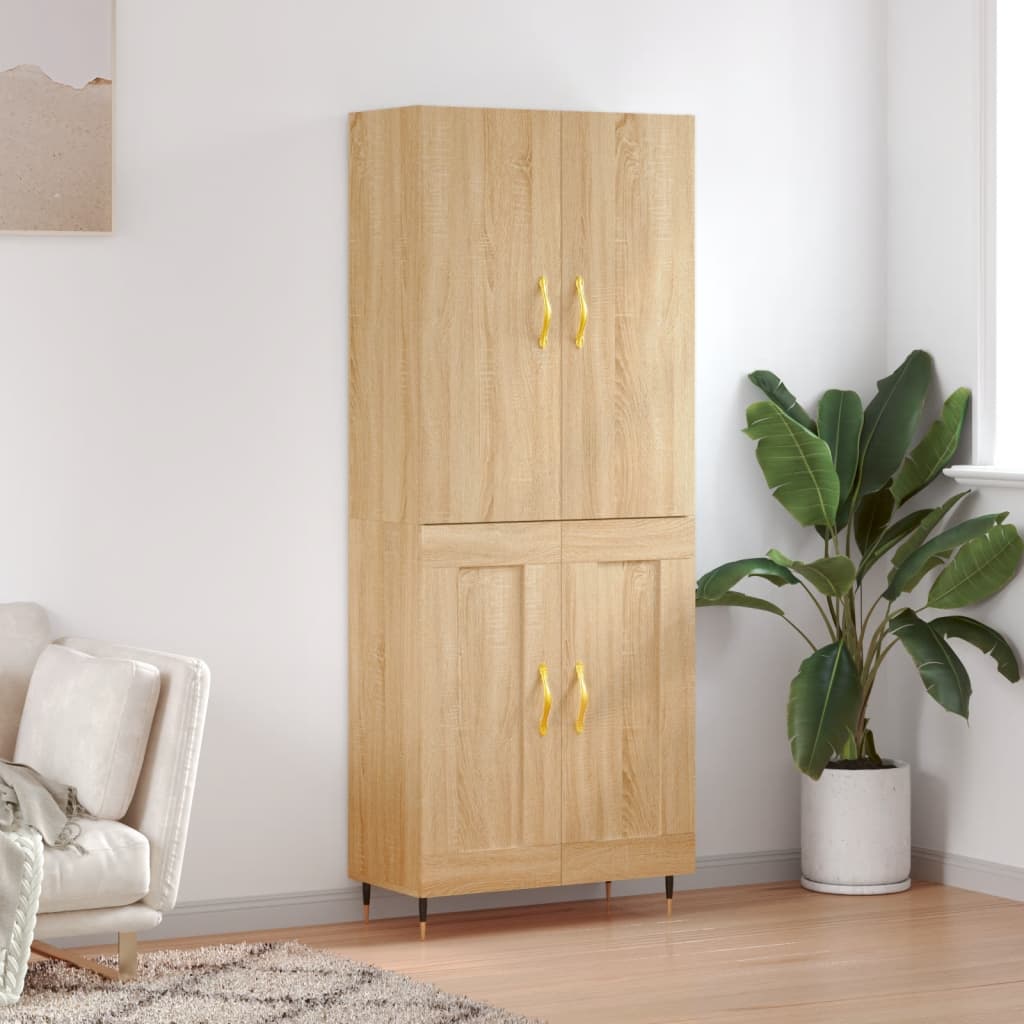 Skříň Highboard Šedá Sonoma 69,5 X 34 X 180 Cm Kompozitní Dřevo