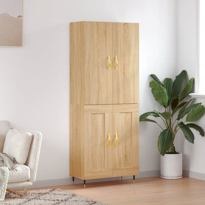 Skříň Highboard Šedá Sonoma 69,5 X 34 X 180 Cm Kompozitní Dřevo