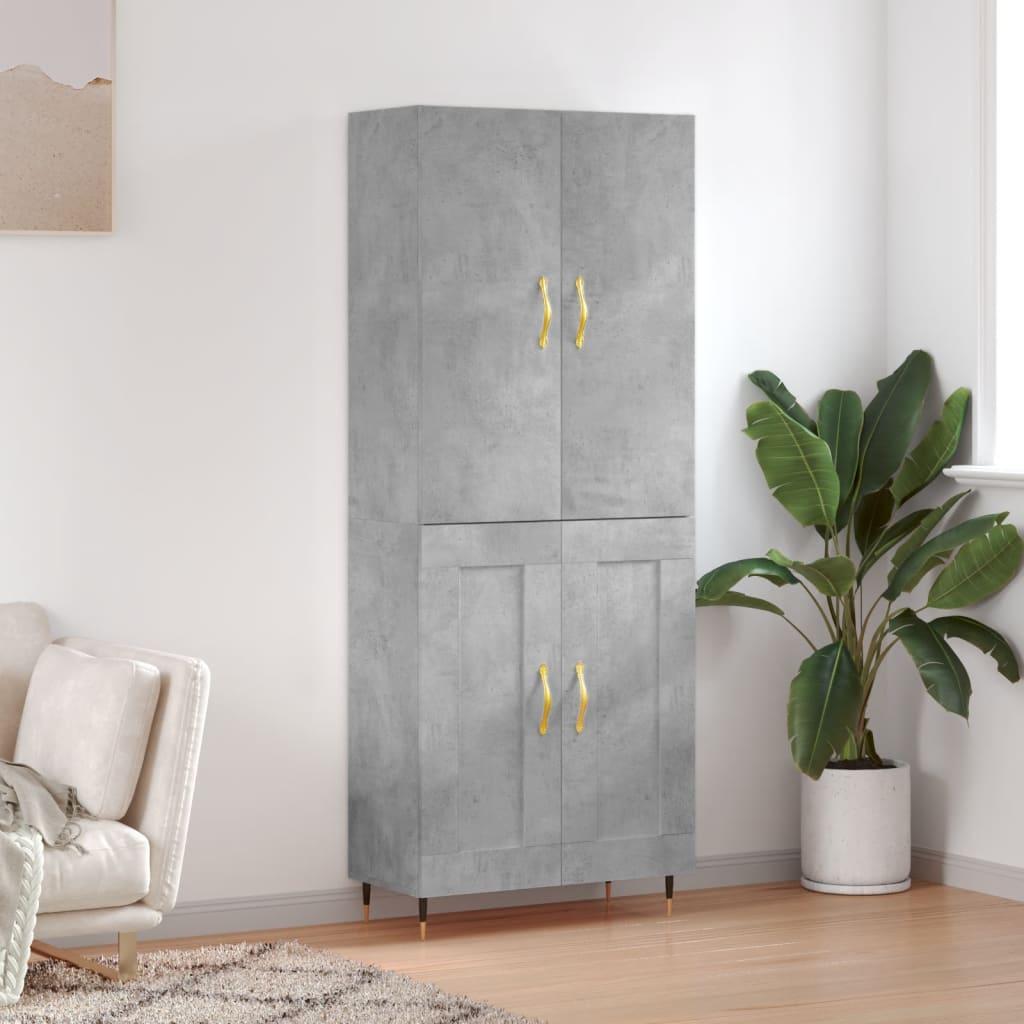 Skříň Highboard Šedá Sonoma 69,5 X 34 X 180 Cm Kompozitní Dřevo
