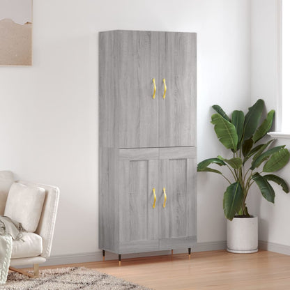 Skříň Highboard Šedá Sonoma 69,5 X 34 X 180 Cm Kompozitní Dřevo