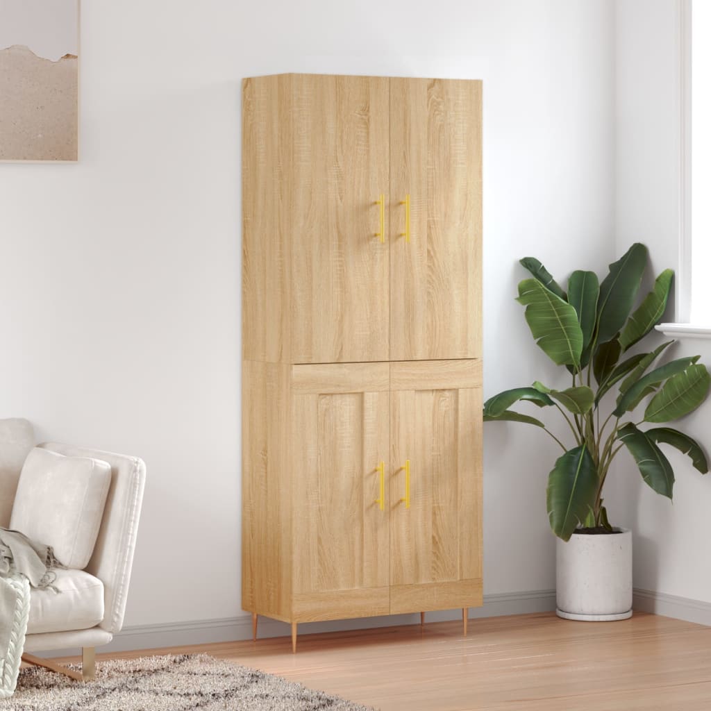 Skříň Highboard Betonově Šedá 69,5X34X180 Cm Kompozitní Dřevo