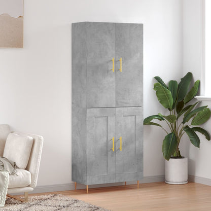 Skříň Highboard Betonově Šedá 69,5X34X180 Cm Kompozitní Dřevo