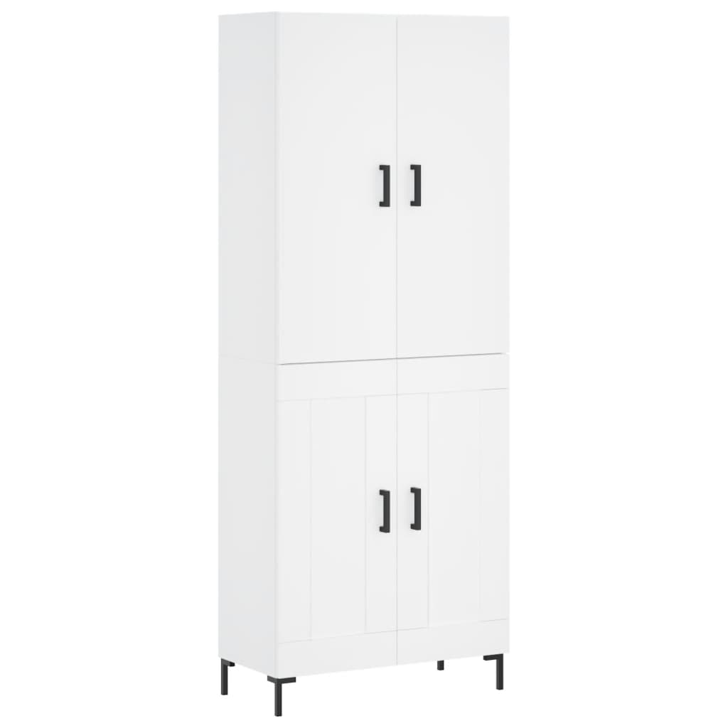 Skříň Highboard Bílá 69,5 X 34 X 180 Cm Kompozitní Dřevo