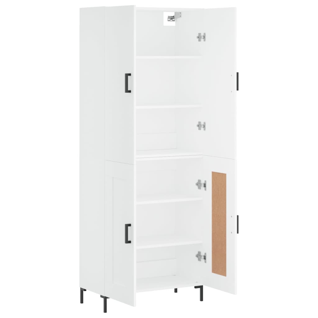 Skříň Highboard Bílá 69,5 X 34 X 180 Cm Kompozitní Dřevo