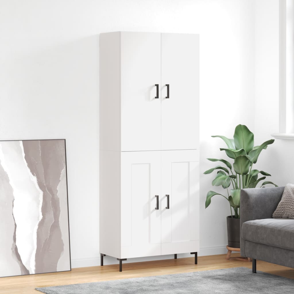Skříň Highboard Bílá 69,5 X 34 X 180 Cm Kompozitní Dřevo