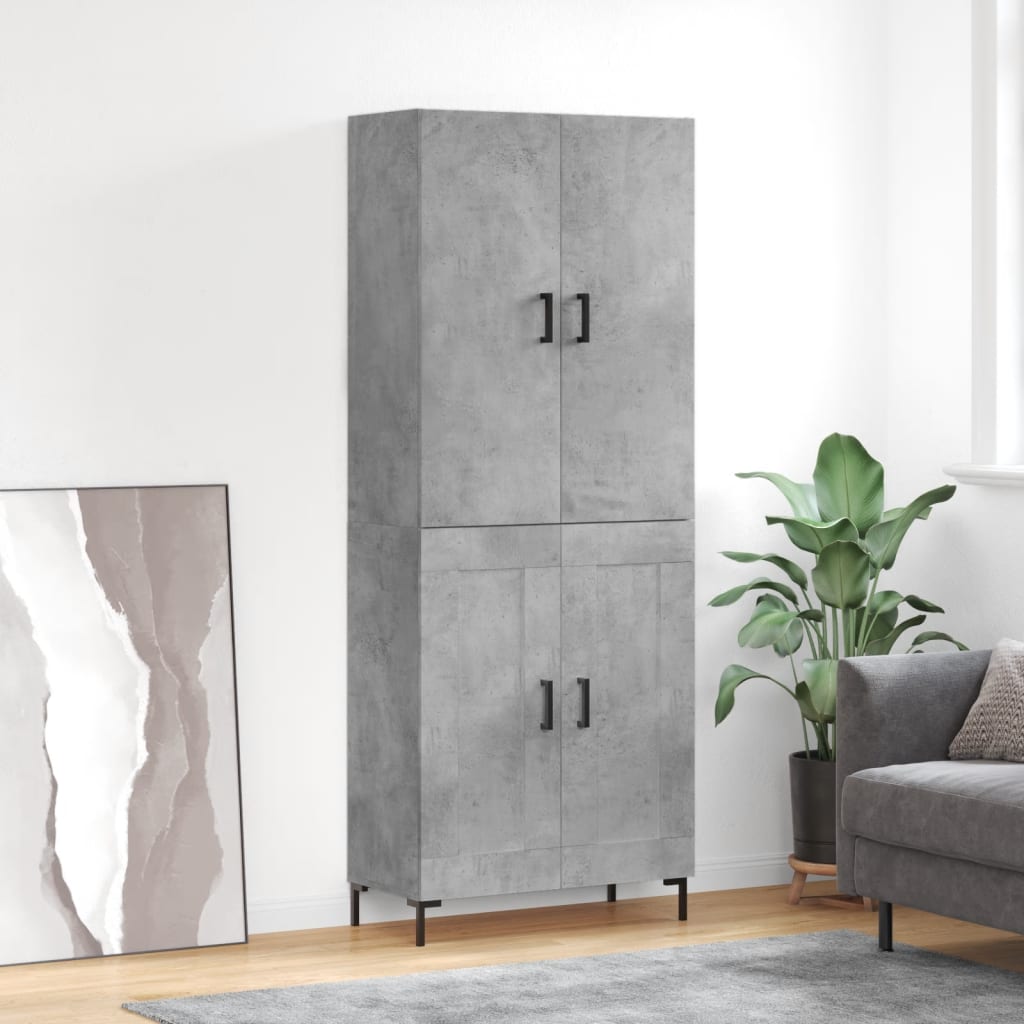 Skříň Highboard Betonově Šedá 69,5X34X180 Cm Kompozitní Dřevo