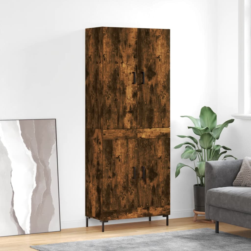Skříň Highboard Kouřový Dub 69,5 X 34 X 180 Cm Kompozitní Dřevo