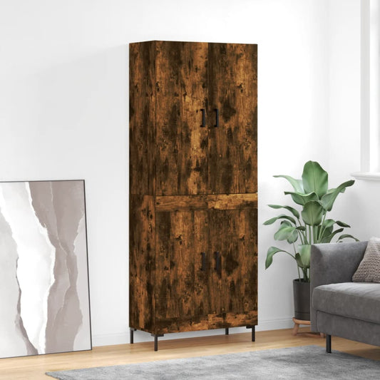 Skříň Highboard Kouřový Dub 69,5 X 34 X 180 Cm Kompozitní Dřevo