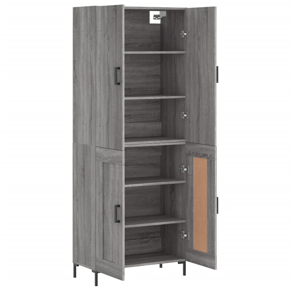 Skříň Highboard Šedá Sonoma 69,5 X 34 X 180 Cm Kompozitní Dřevo