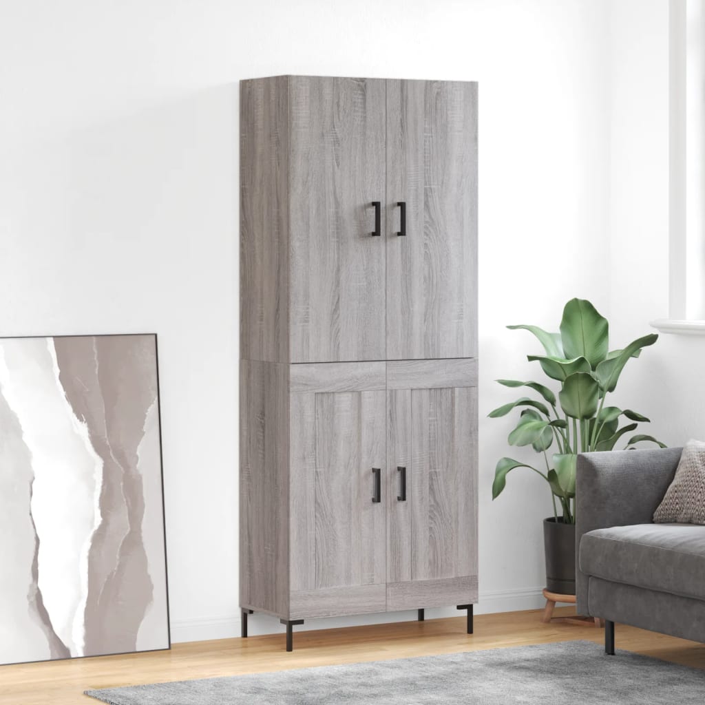 Skříň Highboard Šedá Sonoma 69,5 X 34 X 180 Cm Kompozitní Dřevo
