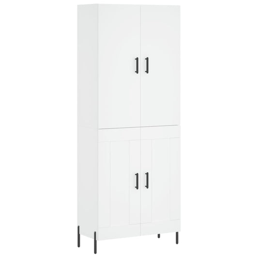 Skříň Highboard Bílá 69,5 X 34 X 180 Cm Kompozitní Dřevo