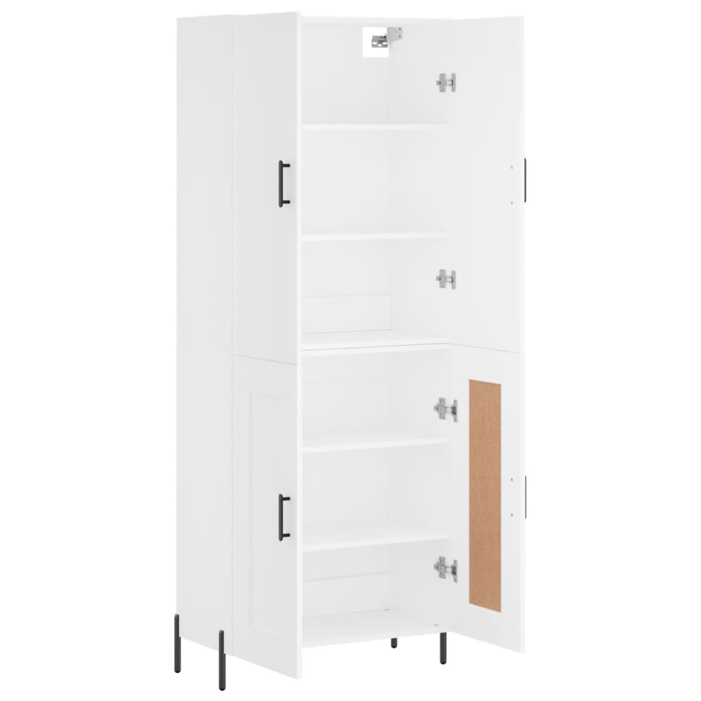 Skříň Highboard Bílá 69,5 X 34 X 180 Cm Kompozitní Dřevo