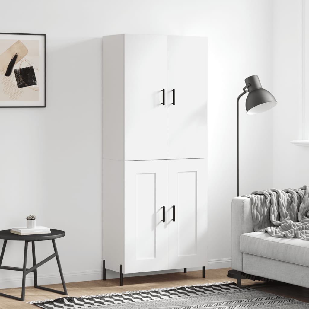 Skříň Highboard Bílá 69,5 X 34 X 180 Cm Kompozitní Dřevo